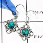 Blue Copper Turquoise O - SDE556-Party Wear Colorful Designer Earrings 925 Sterling Silver