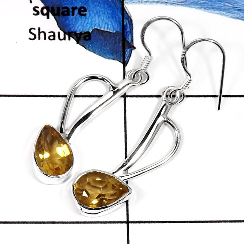 Citrine Cut H - SDE553-Amazing New Design Fashionable Earrings 925 Sterling Silver