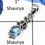 Blue Topaz A - SSP755-Natural Cut Gemstones Handmade Fashion Pendants 925 Sterling Silver