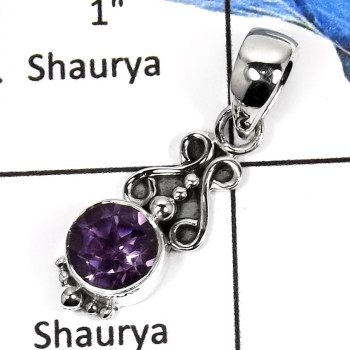 Amethyst Cut O - SSP755-Natural Cut Gemstones Handmade Fashion Pendants 925 Sterling Silver