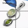 Phrynite Cab & Peridot A - SD419-Gorgeous Cab & Cut Handmade Designer Pendants 925 Sterling Silver