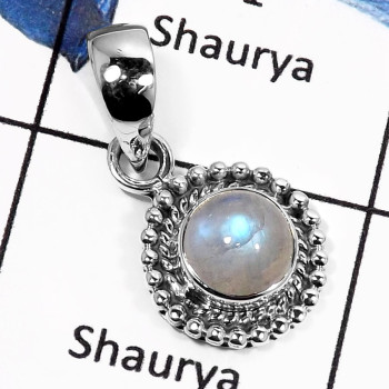 Rainbow Moonstone B - SD415-Exclusive Cabochon Gemstone Designer Light Weight Pendants 925 Sterling Silver