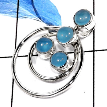 Blue Chalcedony O - SSP745-Latest New Design Handmade Wholesale Pendants 925 Sterling Silver