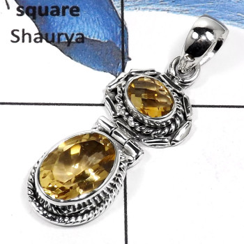 Citrine Cut C - SSP742-Amazing Cut & Cab Gemstones Fashion Pendants 925 Sterling Silver