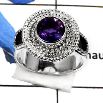 Amethyst Cut B - RSS793-Valentine Special Stunning Cut Gemstone Fashion Ring 925 Sterling Silver