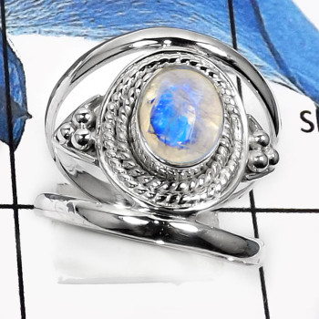 Rainbow Moonstone E - RSS791-Valentine Special Elegant Designer Fashion Rings 925 Sterling Silver