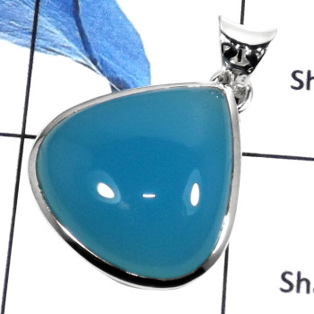 Blue Chalcedony O - ISP541-LATEST NEW DESIGN PLAIN SETTING HANDMADE WHOLESALE PENDANTS 925 STERLING SILVER