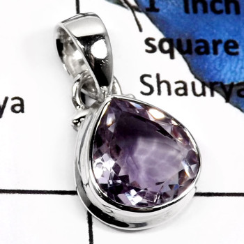 Amethyst Cut F - ISP537-Elegant Amethyst Cut Gemstone Light Weight Pendants 925 Sterling Silver