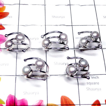 5 Pcs. Pearl A - PPR995-Sterling Silver Pearl Gemstone Fancy Ring 5 Pcs. Pearl A - PPR995-Sterling Silver Pearl Gemstone Fancy Ring