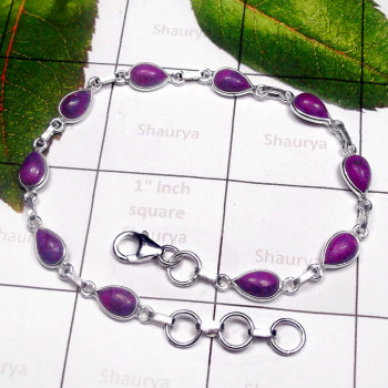 Purple copper Turquoise A - SBB990-Exclusive Silver Semiprecious Gemstone Pretty Bejal Brace