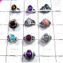 10 Pcs. Multi Cab Gemstone A - SVP990-Semiprecious Gemstone Fancy Design Silver Rings Lot