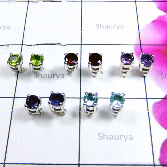 Multi Cut Gmestone O - SVP989-Small Size Cut Gemstone Pretty Stud Earring Lot