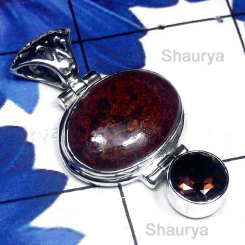Dichroic Glass O - SD919-Semiprecious Gemstone Sterling Silver Stunning Pendant